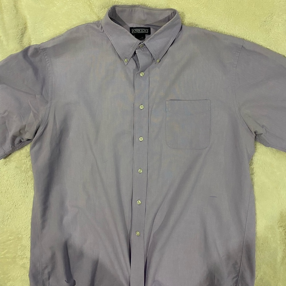 Lands’ End Men’s Short sleeve button down purple shirt size 17